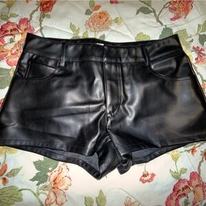 12th Tribe Black Faux Leather High-Rise Shorts